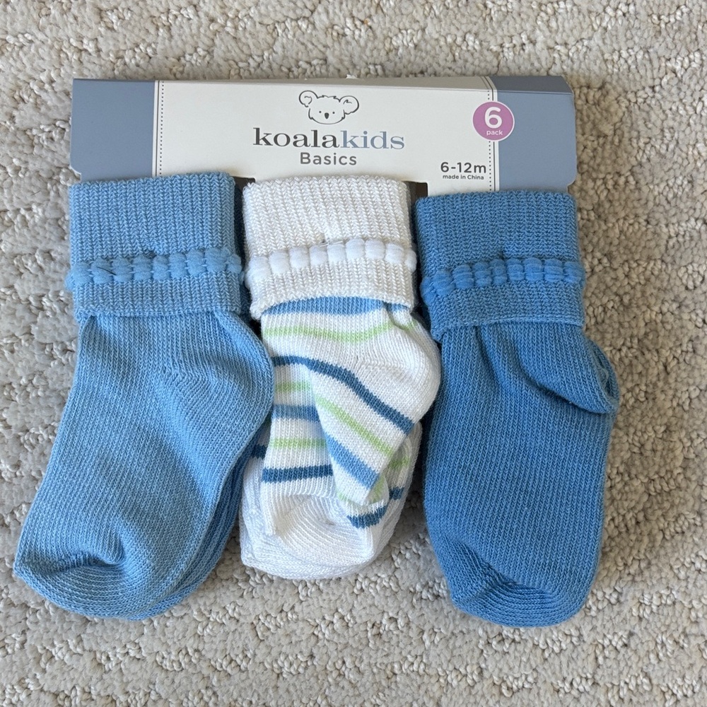 Koala Kids Baby Socks, 6 Pairs, NWT, Size 6-12 months